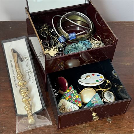 Japanese Jewelry Box with Assorted Costume Jewelry