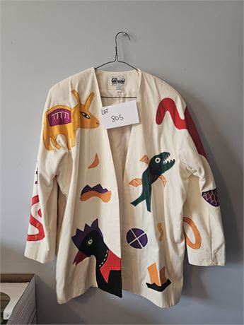 Vintage 1980's "Girasol" Wearable Art Hand-Made Jacket - Size L