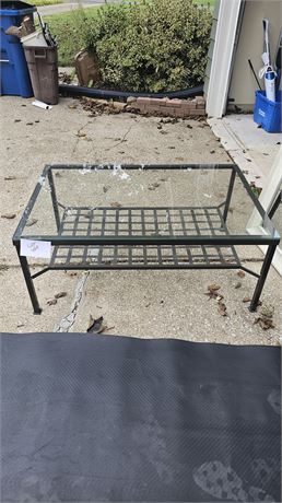 Outdoor Metal & Glass Top Patio Table