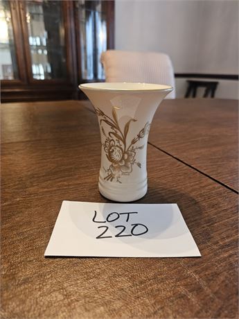 Rickard White Porcelain Vase with Gold Floral Motif