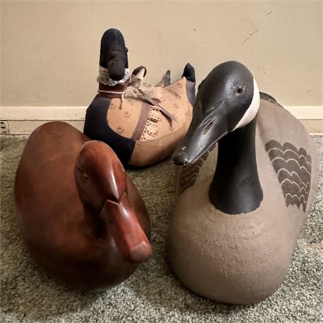 Duck and Goose Carved Wood Decoys