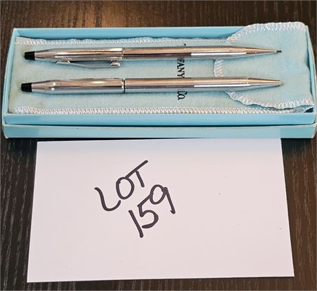 Cross White Dot Ball Point Pen & Mechanical Pencil Set In Tiffany Box