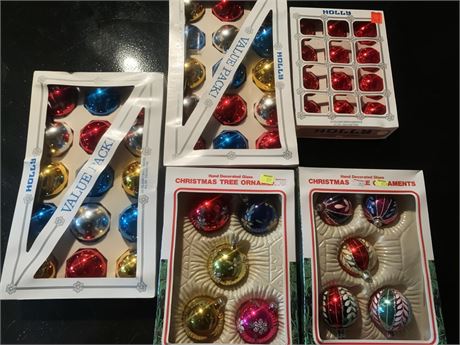 Holly Brand Glass Christmas Bulb Ornament Lot