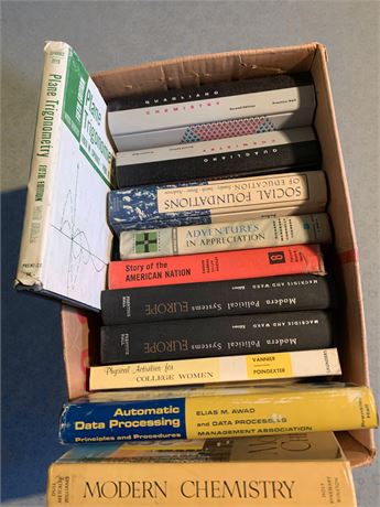 Vintage Textbook Lot - Chemistry, Trigonometry, Politics & More