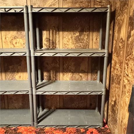 4 Tier Gray Plastic Storage Shelves - 56"T x 34"L