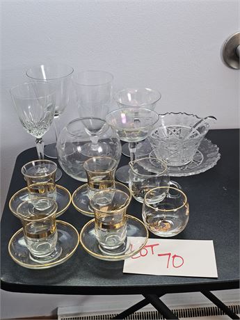 Mixed Glassware - Wine Glasses / Condiment Bowl & More
