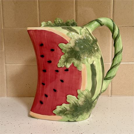 Watermelon Slice Tall Ceramic Pitcher