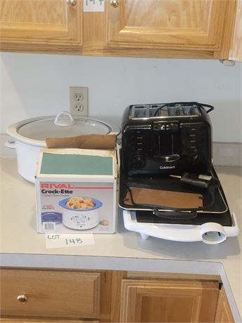 Small Appliance Lot- Rival Crockpot, Toaster, Electric Griddle & More