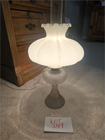 Electrified Oil Lamp w/ Frosted White Shade