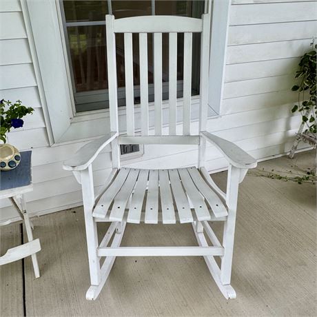 White Painted Wood Rocking Chair
