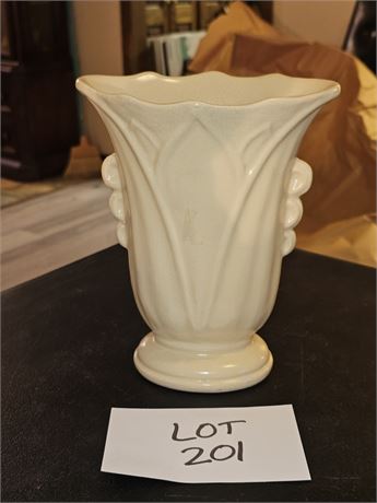 Vintage Ivory White USA Pottery Vase
