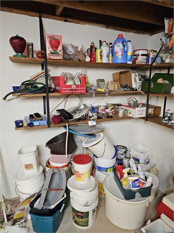 Basement Corner Cleanout:Cleaners/Laundry/Buckets/Paint & Much More