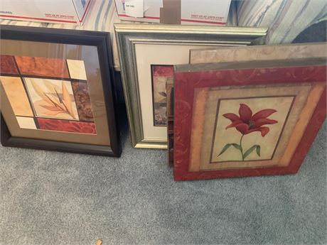 Floral Wall Art - Lot of 5