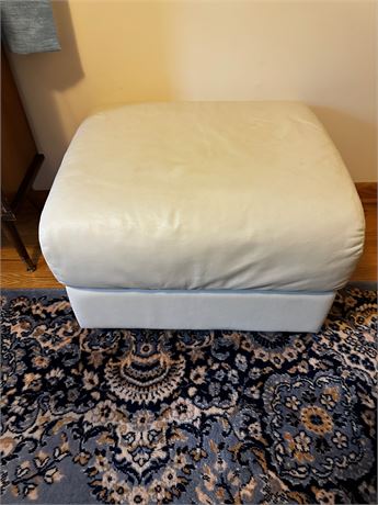 Cream Leather Ottoman