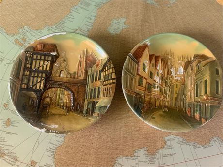 Hand-Painted Chalkware Wall Plaques by W.H. Bossons Cheshire, England