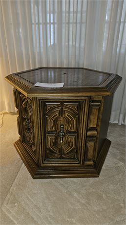 Vintage Wood Octagon End Table