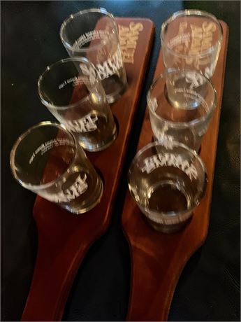Samuel Adams Wood Beer Tasting Flight Paddle & Bar Glass Set