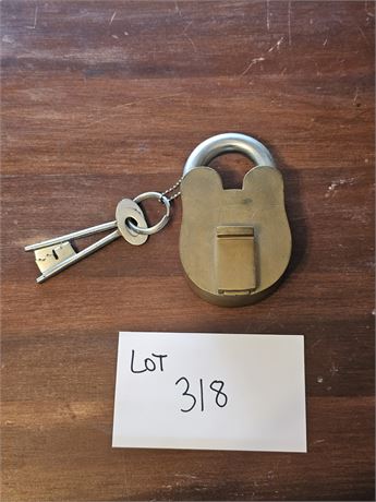 Vintage Large Brass Pad Lock with Keys