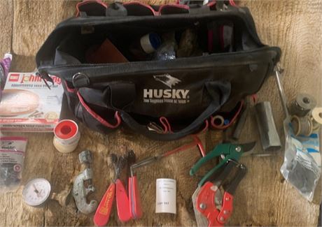 Plumbing Tool & Parts Kit In Canvas Husky Carrying Bag