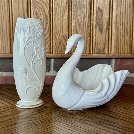 Lenox Swan Dish and Vase (7.25"T)