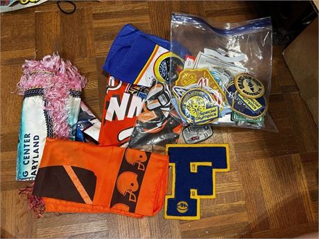 Bag of Patches and Sports Bandanas/Banners