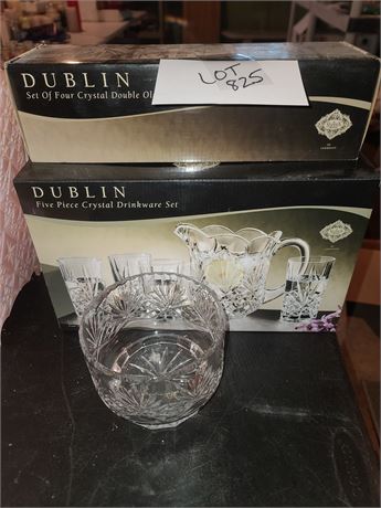 Dublin Five Piece Crystal Drinkware & 4 Old Fashion Glasses