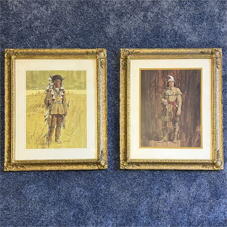 Native American Tecumseh and Sistsawana Antique Framed Art Prints