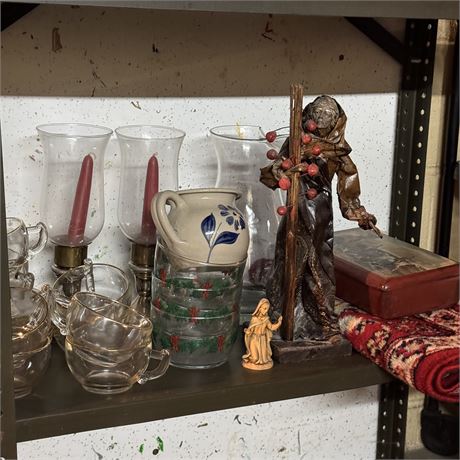 Shelf Cleanout - Candle Holders, Paper Mache Sculpture, Snack Set and More
