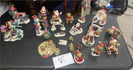 Christmas Resin Figurine Lot - Santa Claus, Teddy Bears, Snowmen & More