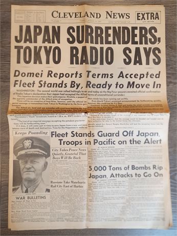 Cleveland News "Japan Surrenders"