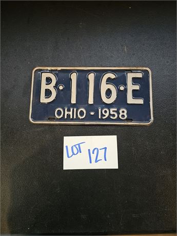 Vintage 1958 Ohio License Plate