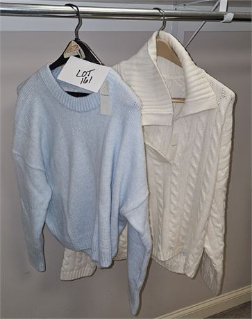 Ambercrombie & Fitch Sz M Ladies Blue Sweater & Men's Size XL White Pull Over