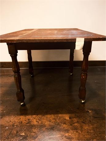 Dark Oak Draw-Leaf Rolling Dining Table