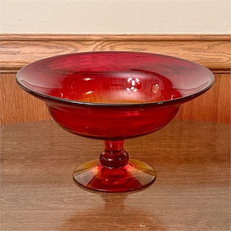 Blenko Amberina Glass Footed Centerpiece Bowl - 5.25"T x 9"W