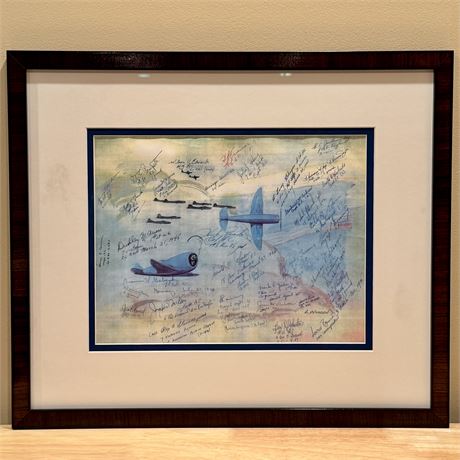 MUST READ -Rare- Lloyd Worden WWII Fighter Pilots Fighters & B-17s Framed Print