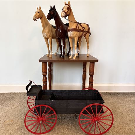 1960's MARX Johnny West Chuck Wagon Toy and Horses