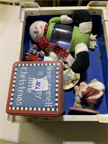 Christmas Snowman Lot Santa Figurine Tin Ornaments & More