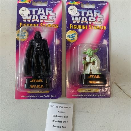 1997 Rose Art Star Wars Figurine Stampers Darth Vader and Yoda