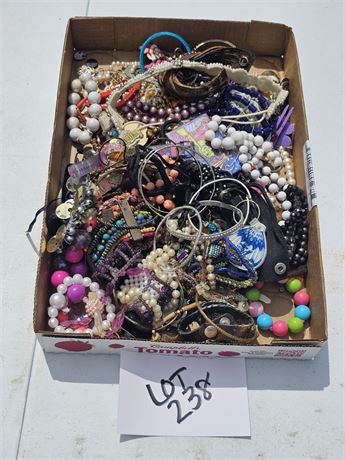 Flat Full Of Mixed Costume Jewelry Maker, Style & Color Vary- Necklaces
