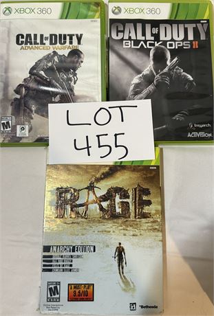Xbox 360 Game Lot- Rage, Call Of Duty Advanced Warfare, Call of Duty Black Ops 2