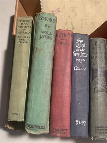 Hardcover Book Lot Three Boy Scouts in Africa, he Quest of the Sea Otter & More