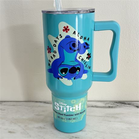 New Disney STITCH 40oz Stainless Steel Tumbler Cup with Straw