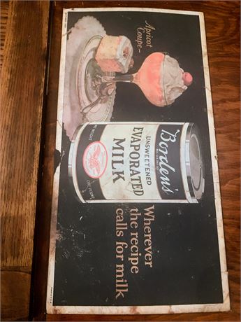 Cardboard Magazine Advertisement for Borden's Unsweetened Evaporated Milk