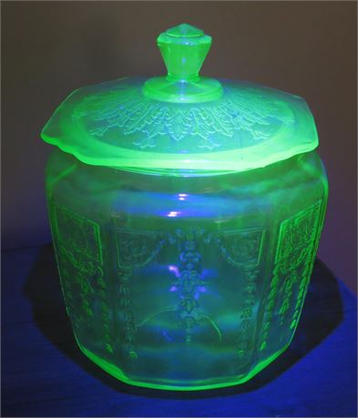Anchor Hocking Princess Green Depression Glass Cookie Jar
