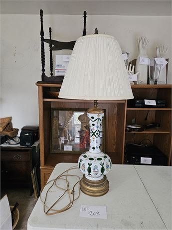 Antique Bohemian Czech Cased Cut Glass Table Lamp Glass Base