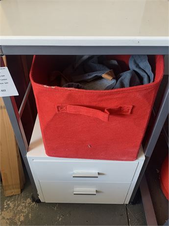 2 Drawer White Storage Unit W/Top, Red Canvas Storage Cube & More