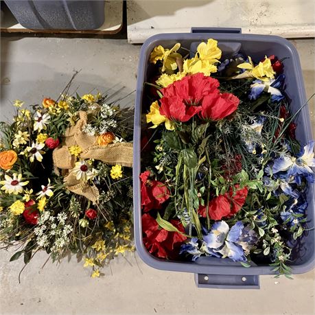 FULL Tote of Artificial and Silk Flowers + Wreaths