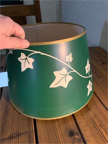 Green & Gold Lamp Shade W/White Ivy Leaf Pattern Lot of 10