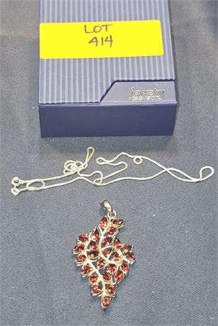 Sterling Rhodolite 2" Pendant & 18" Necklace 0.43 ozt