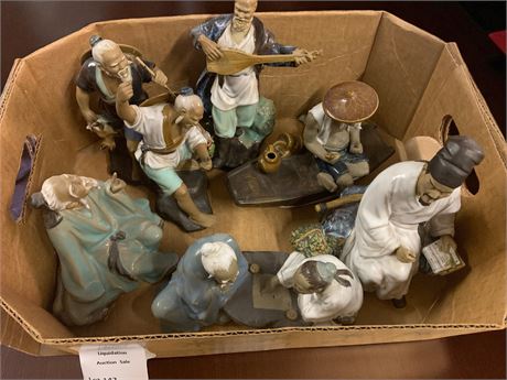 Chinese Mudman or Shiwan Ceramic Figurine Set of 7
